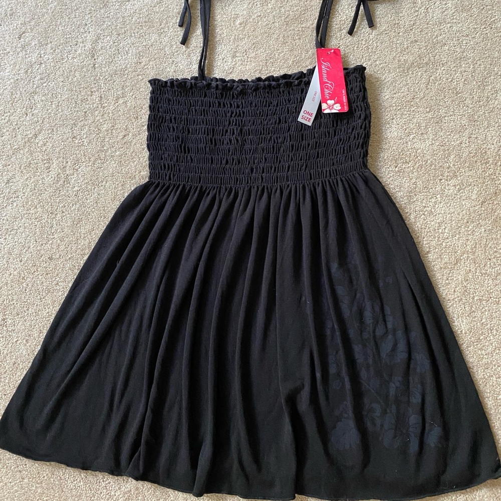 Black smocked top with straps